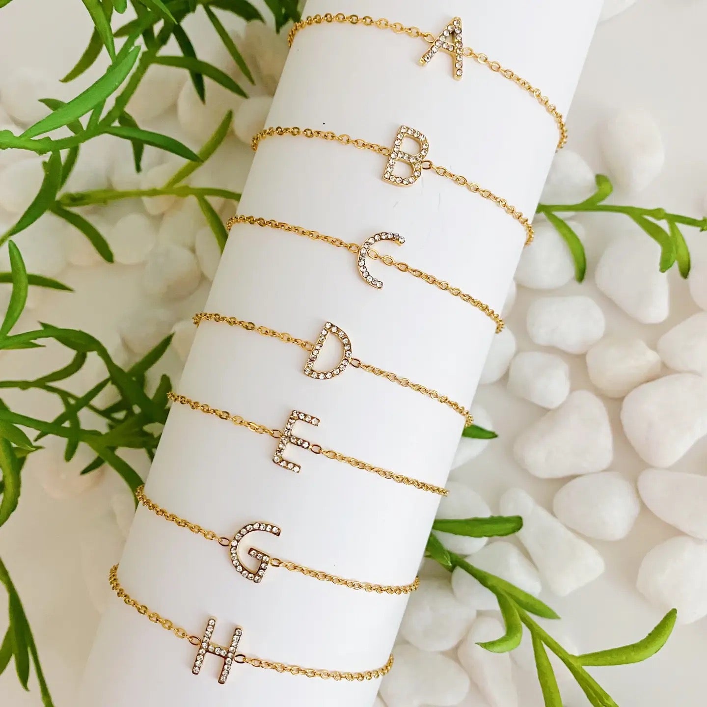 Dainty Sparkle/Reversable Initial Bracelet