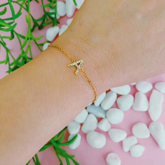 Dainty Sparkle/Reversable Initial Bracelet