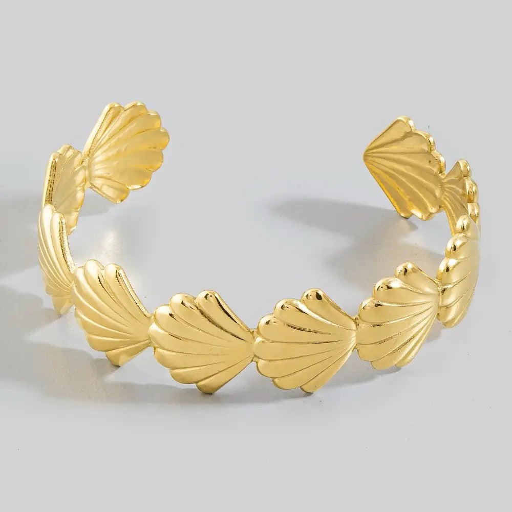 Gold Seashell Open Cuff Bracelet