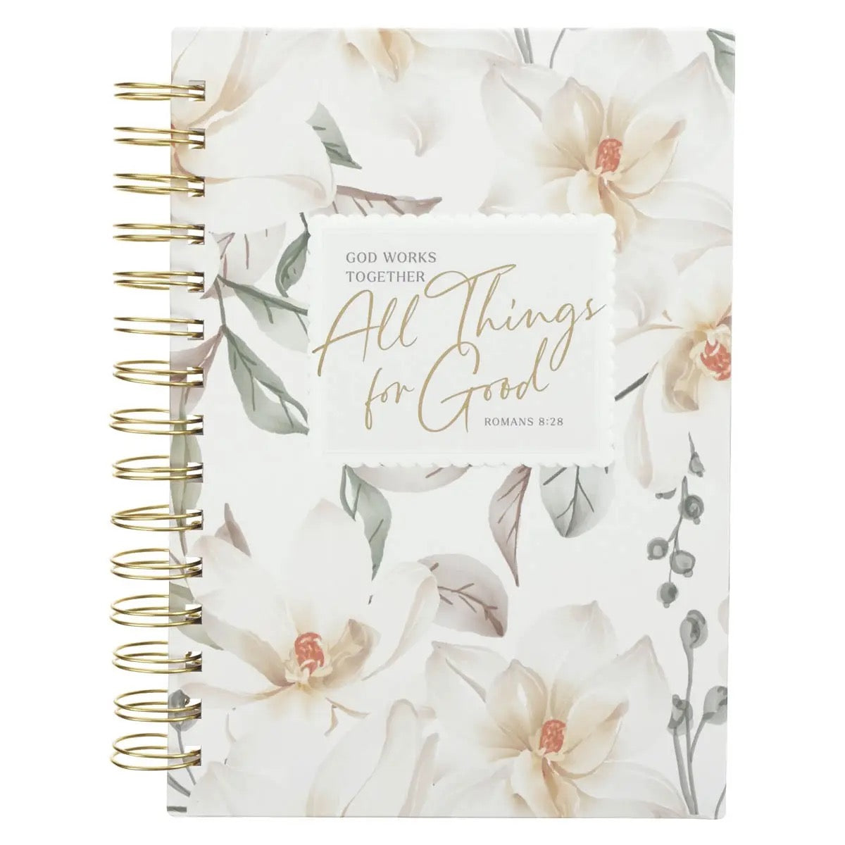 All Things For Good Spiral Journal White Floral
