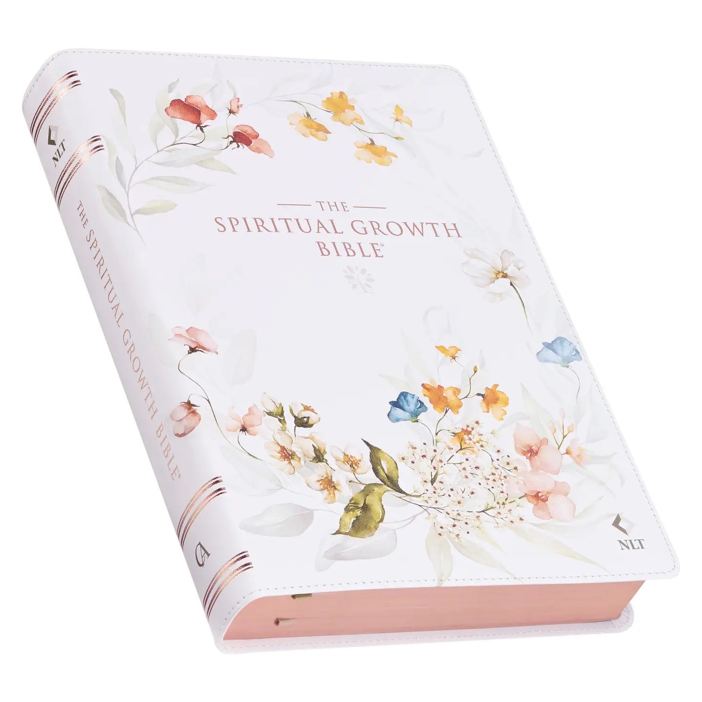 NLT Spiritual Growth Bible Faux Leather - Cream Floral
