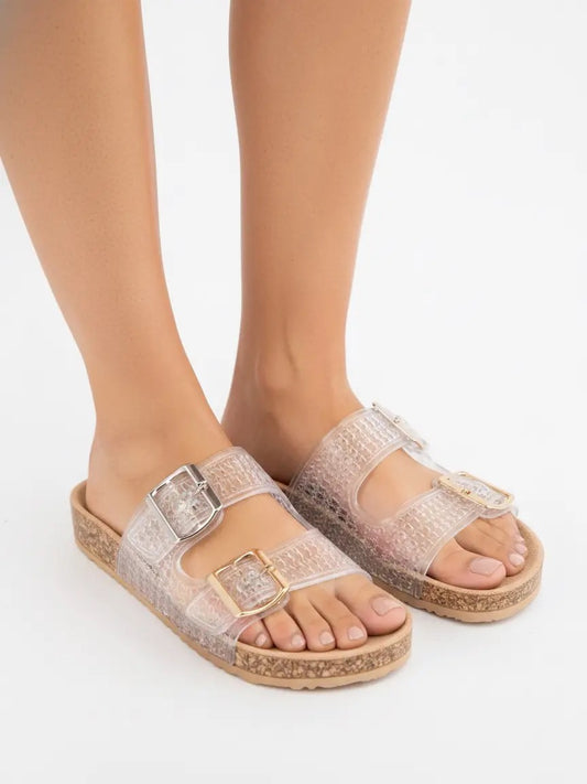 Clear Double Buckle Sandal