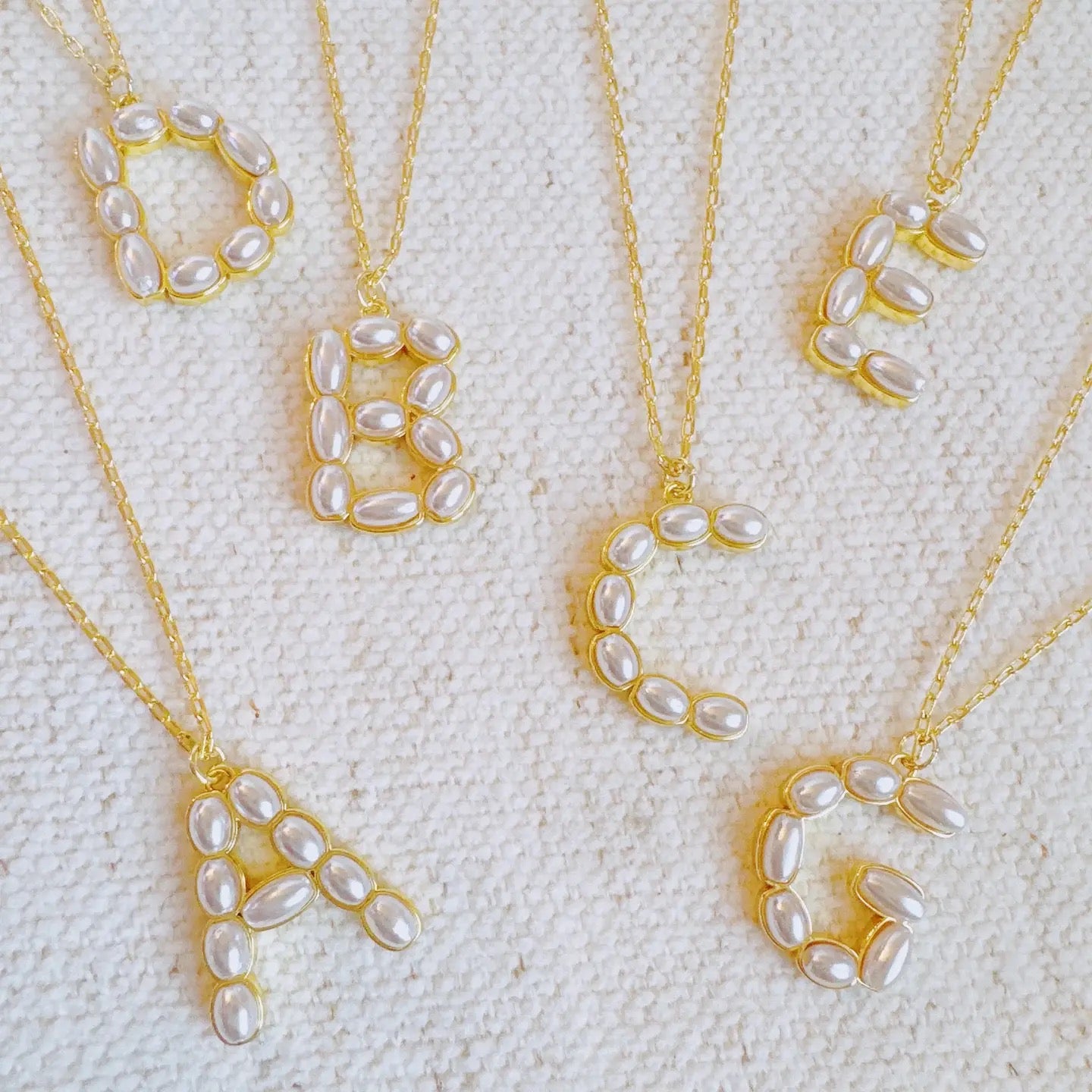 Pearl Mosaic Initial Pendant Necklace