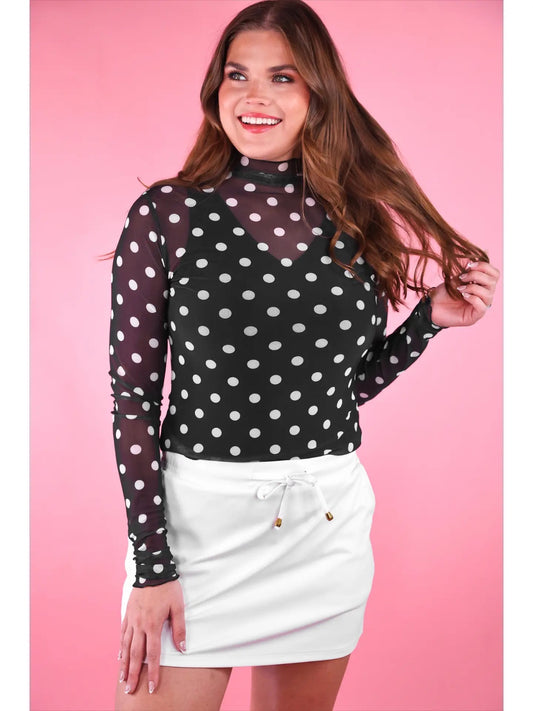 Black Polka Dot Sheer Top