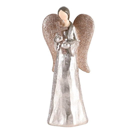 Gold Glitter Angel with Cross