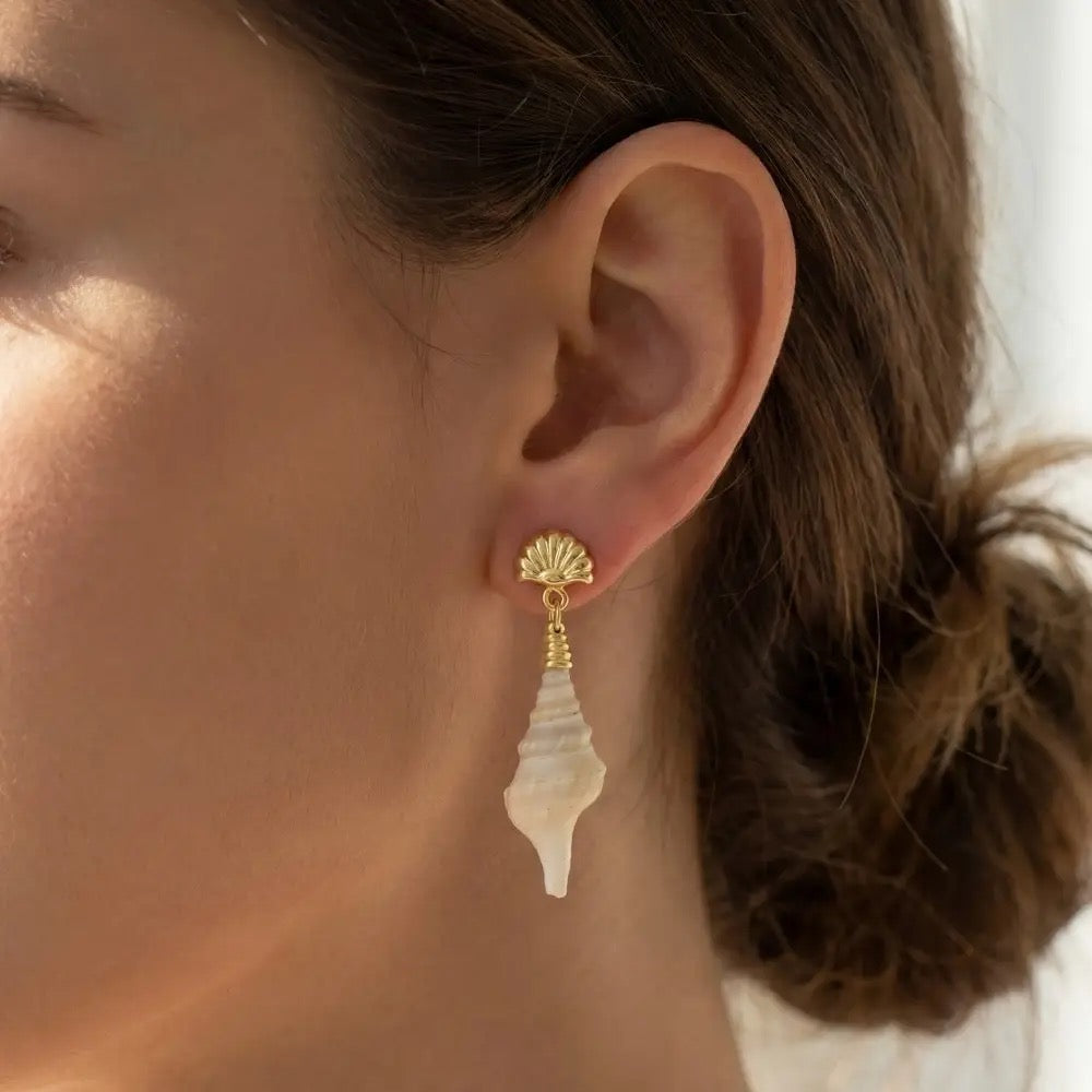 Spiral Shell Dangle Earrings
