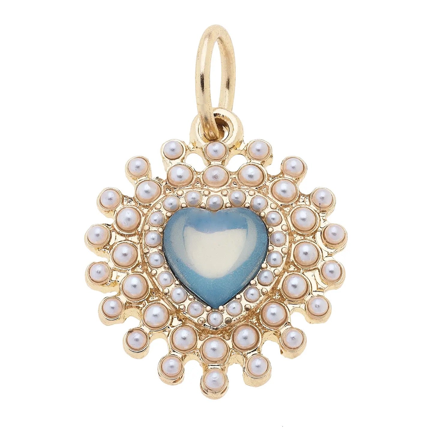 Bejeweled Pearl Heart Burst Charm