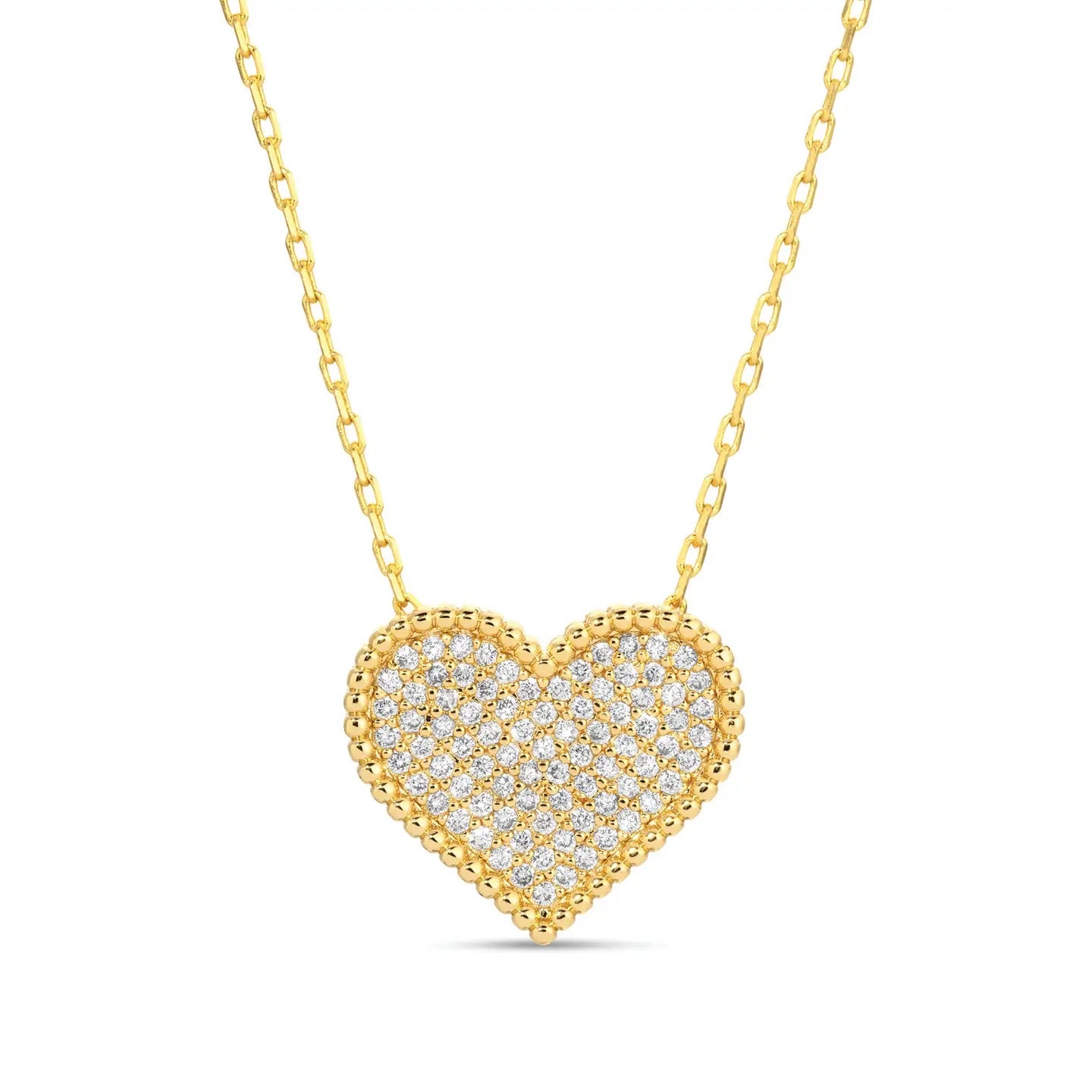 Splendid Iris Pave Heart Necklace