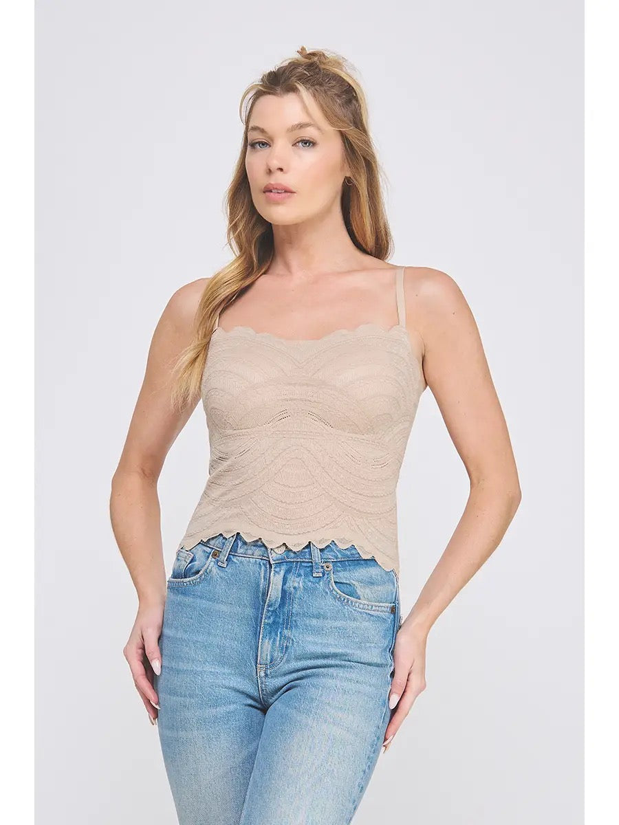 Braided Textured Scallop Edge Lace Bralette