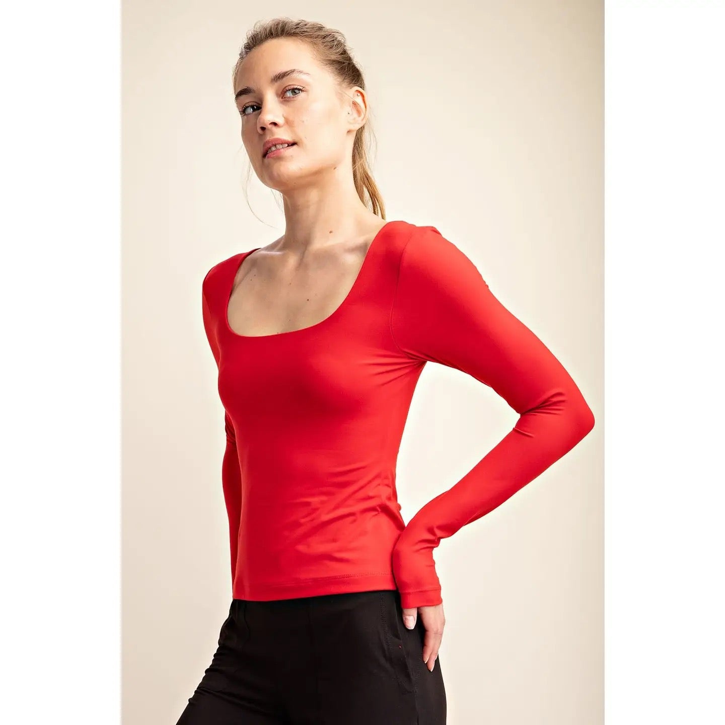 Red Butter Square Neck Long Sleeve Top