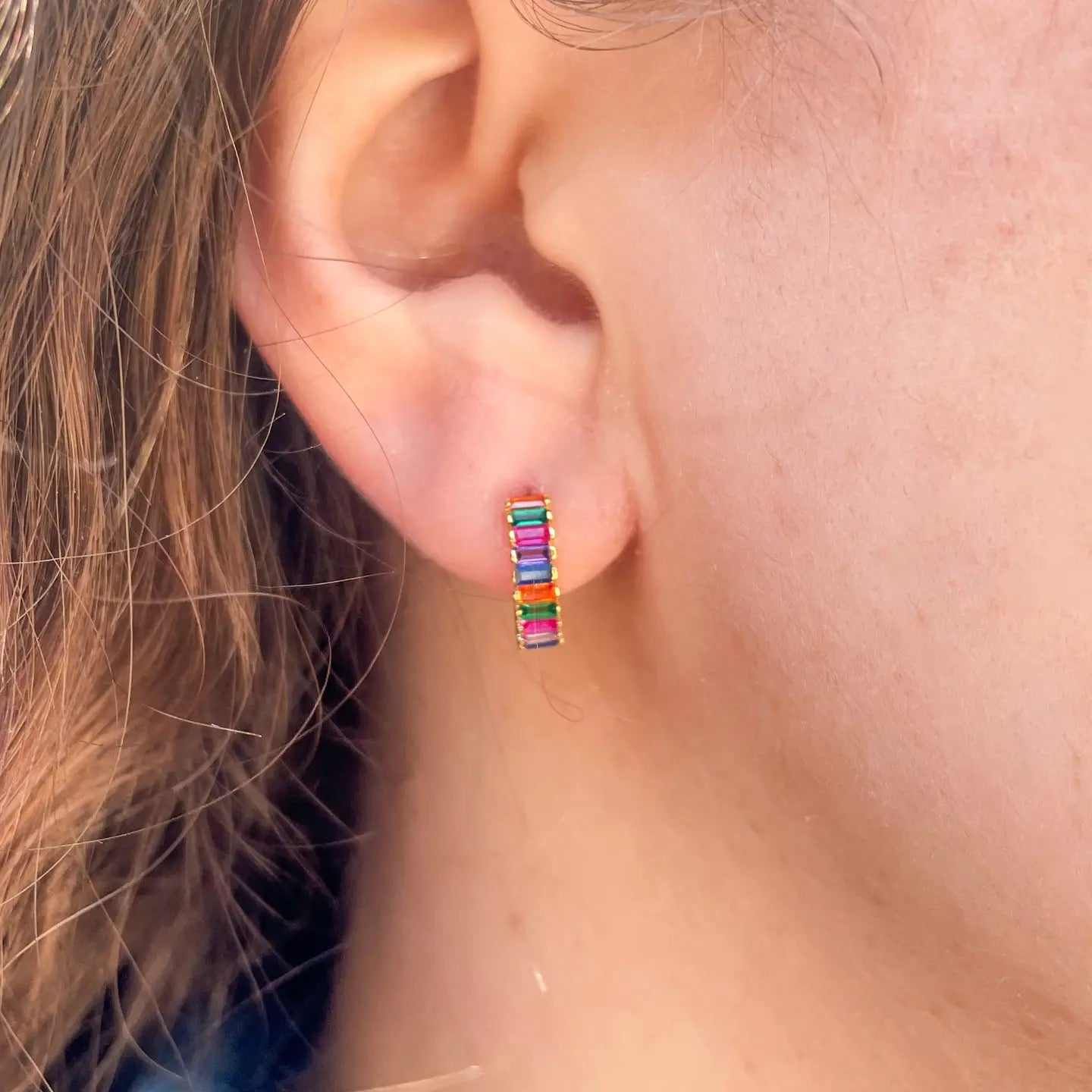 Rainbow Huggie Earrings