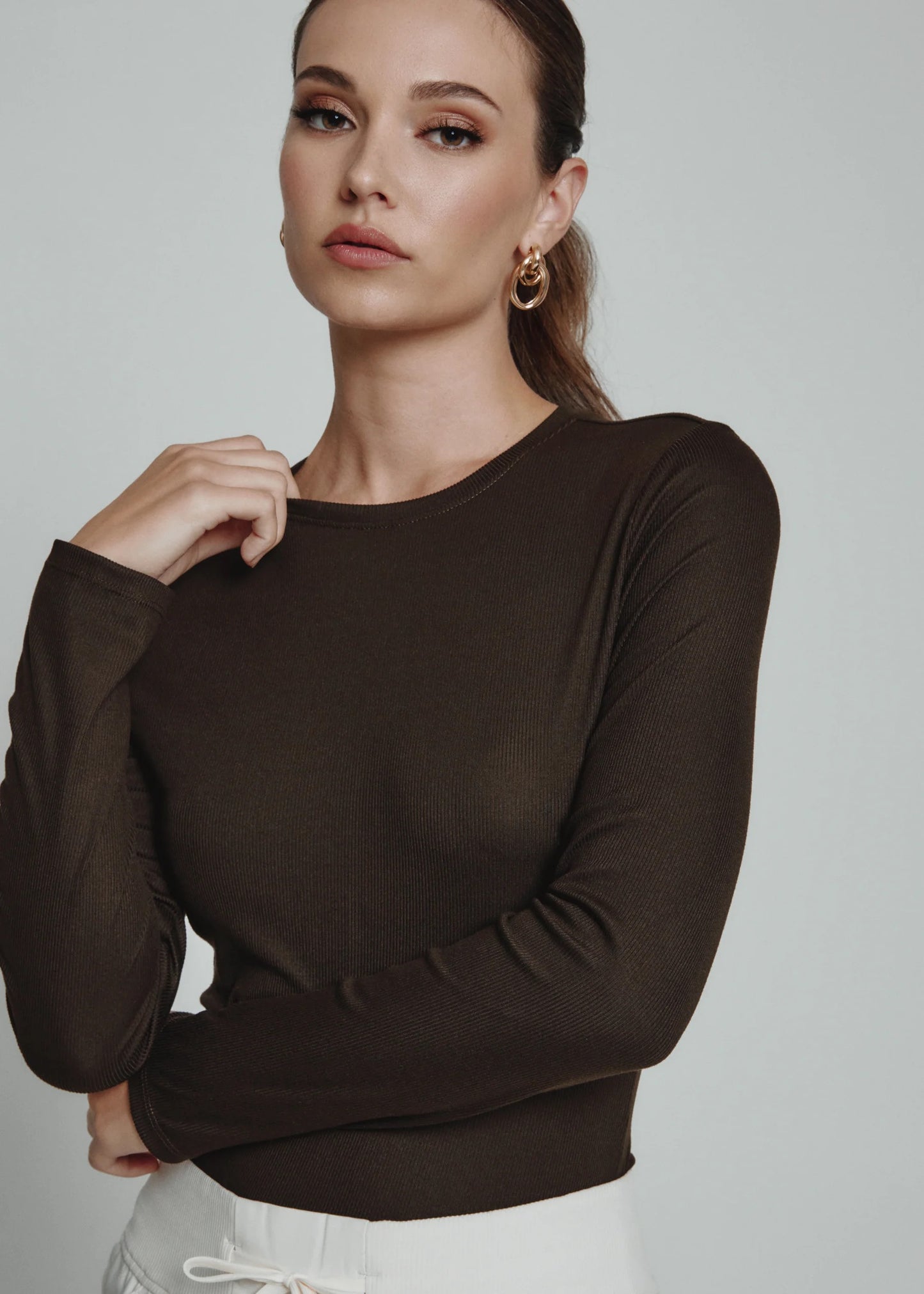 7 Diamonds Core Ribbed Long Sleeve-Mocha