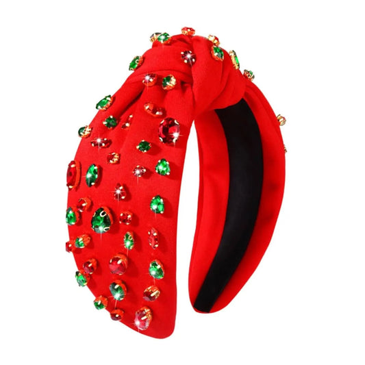 Merry Rhinestone Red Knot Headband