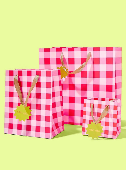 Pink & Red Gingham Gift Bags