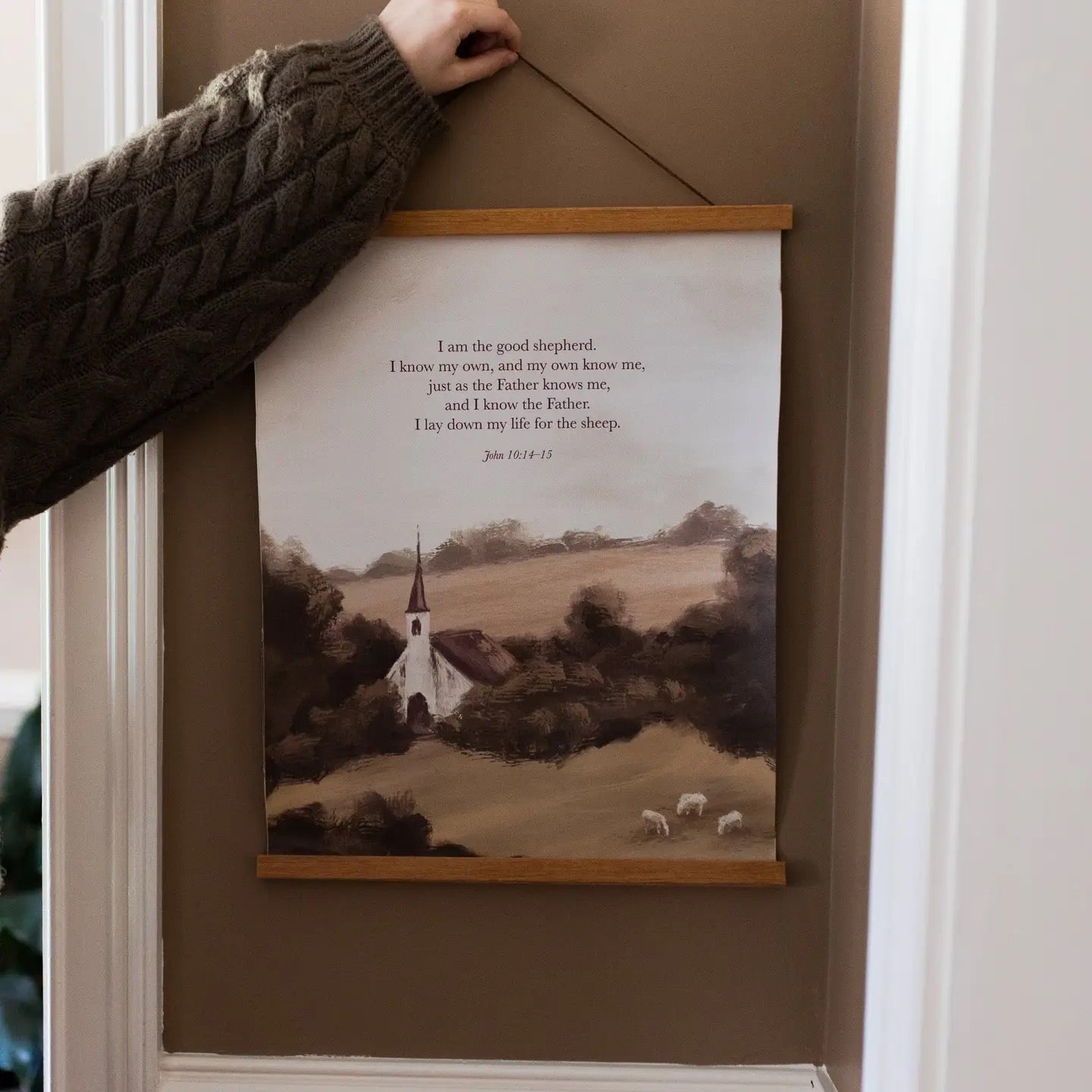 John 10:14-15 Good Shepherd Hanging Canvas