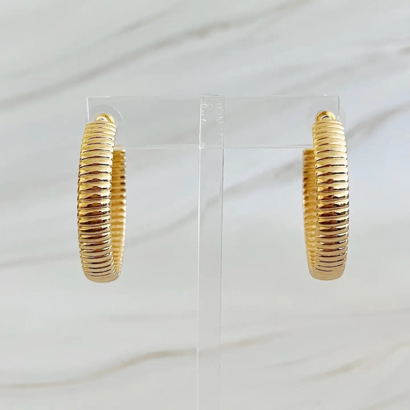 Cabled Gold Hoop Earrings