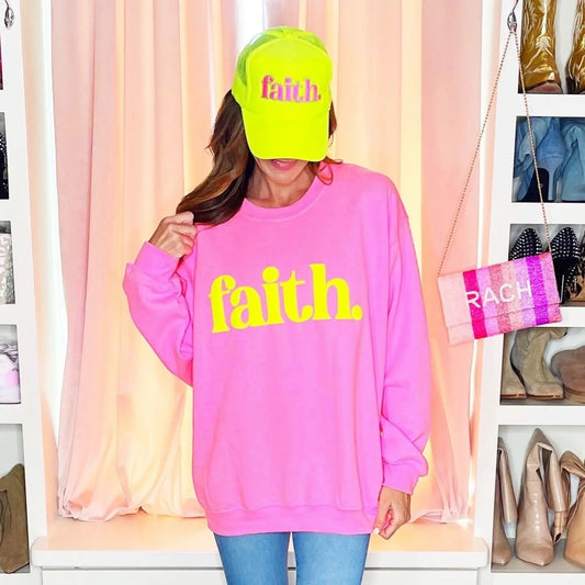 Neon Faith Puff Sweatshirt