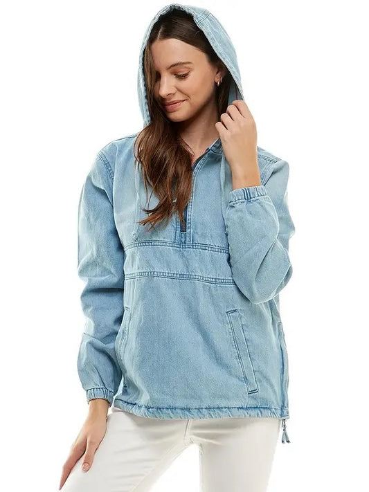 Denim Jacket Pullover w/ Hoodie