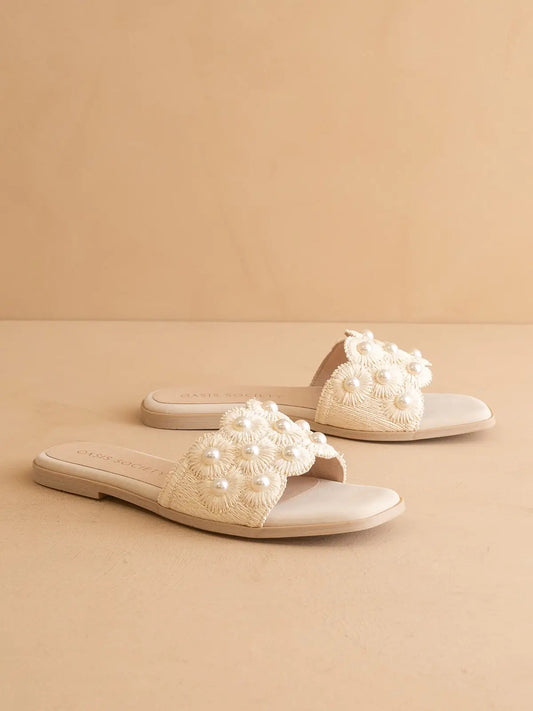 Ivory Pearl Raffia Sandal