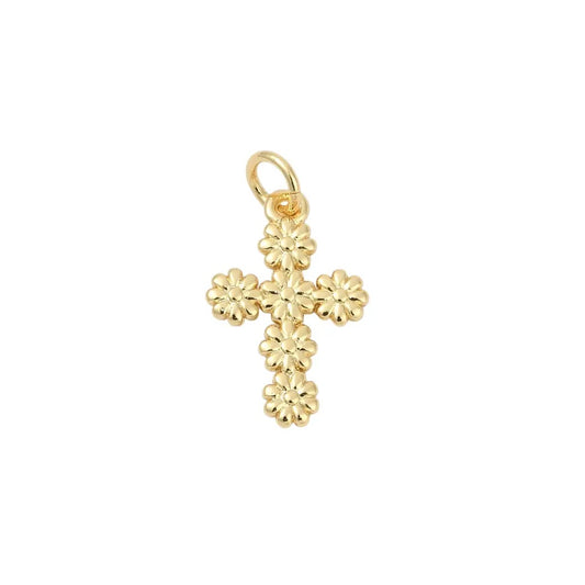 Gold Daisy Cross Charm