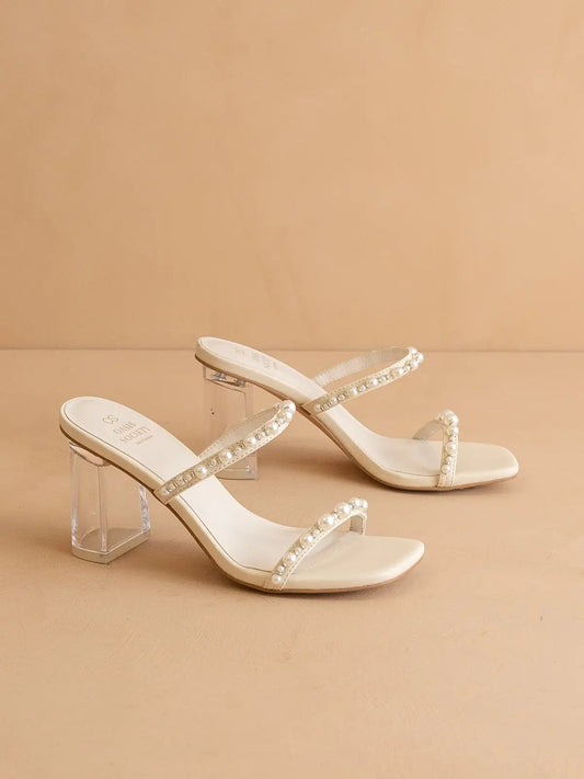 Strappy Pearl Block Heel