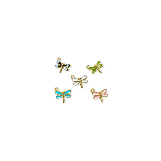 Gold Enamel Dragonfly Charm