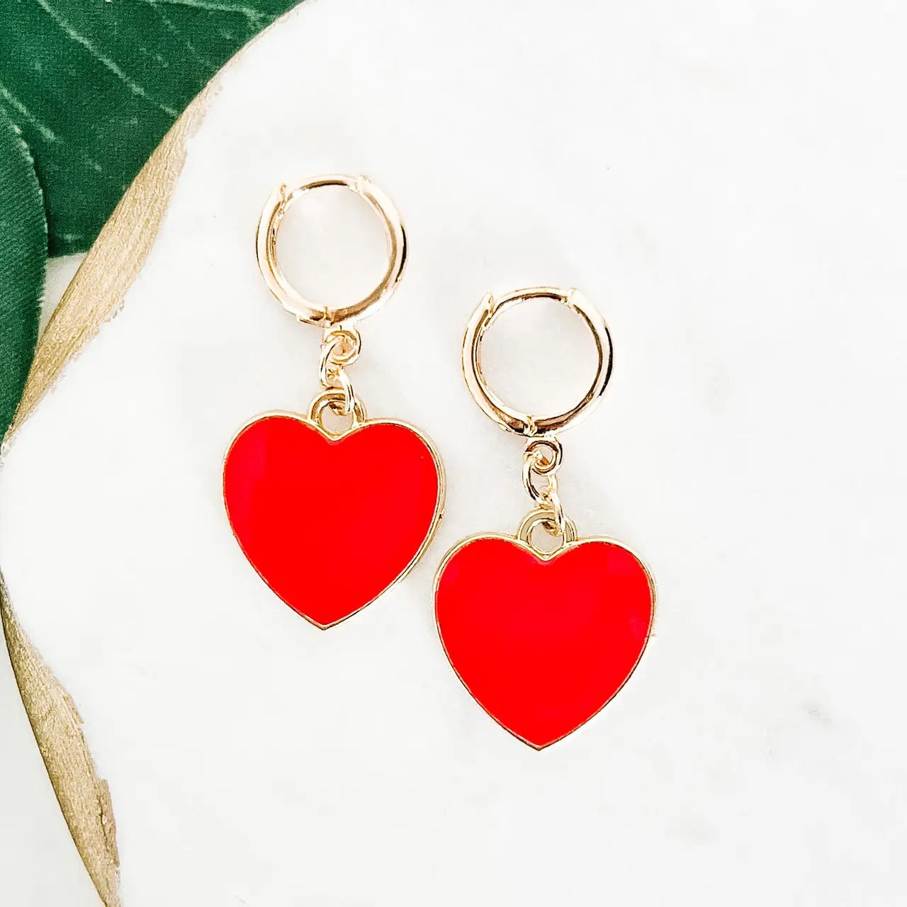 Red Heart Dangle Earrings