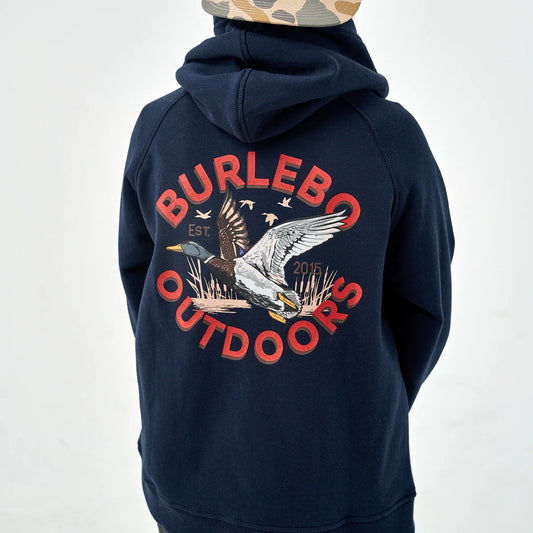 Youth Navy Old School Duck Hunt Fleece Hoodie