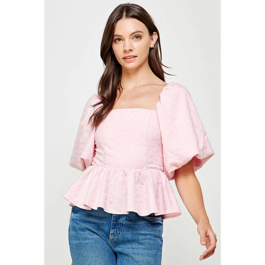 Balloon Sleeve Square Neck Top