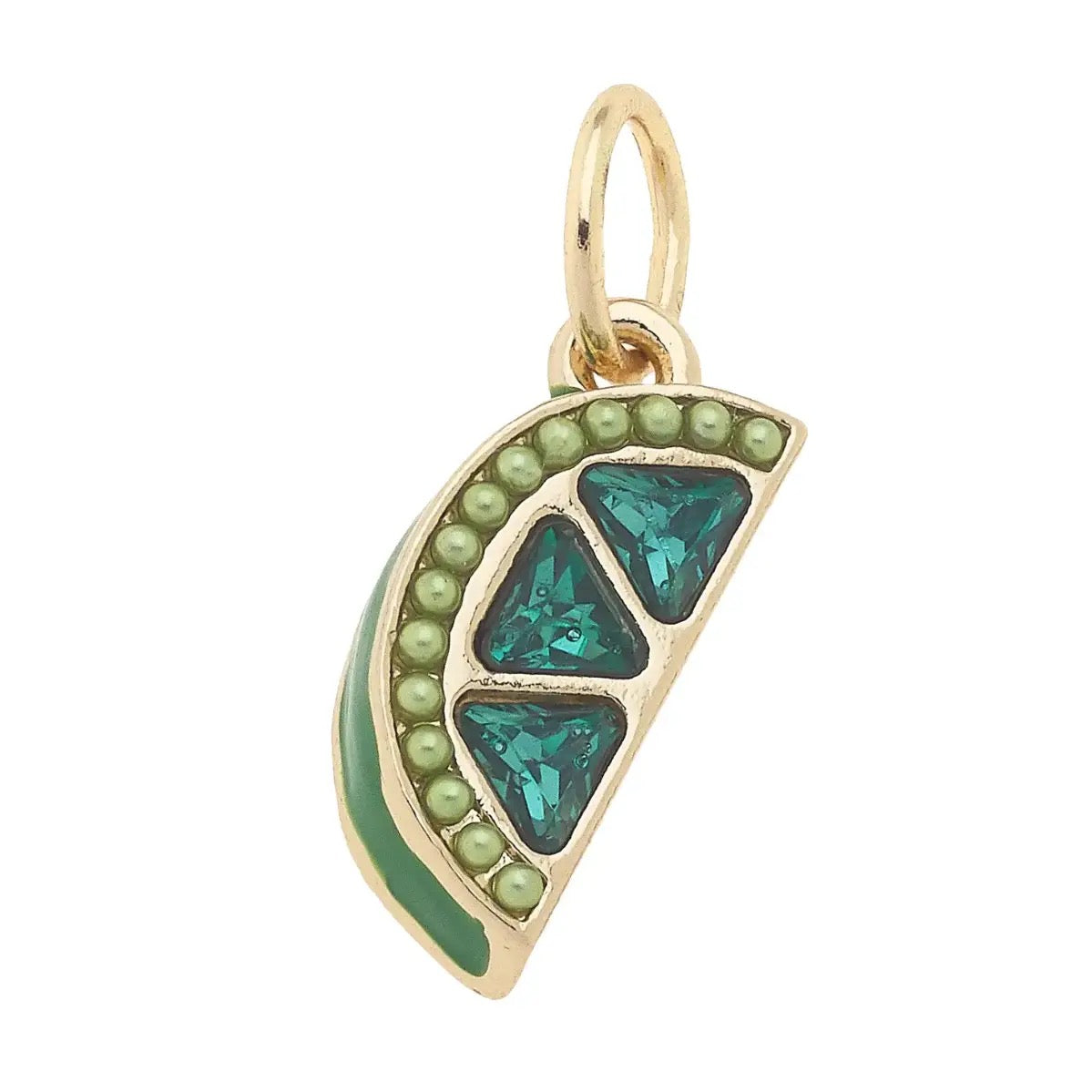 Pave Lime Wedge Charm