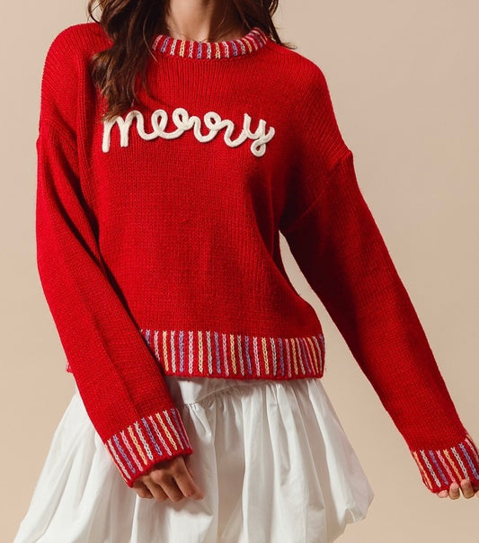 Merry Yarn Embroidered Sweater