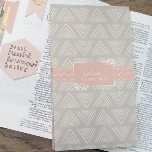 Selah Bible Study Sticky Notes - Grey Chevron