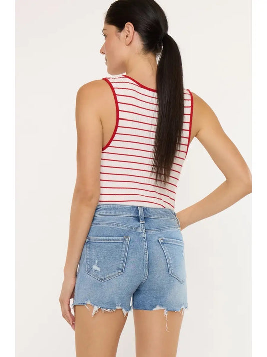 Kan Can High Rise Studded Denim Shorts