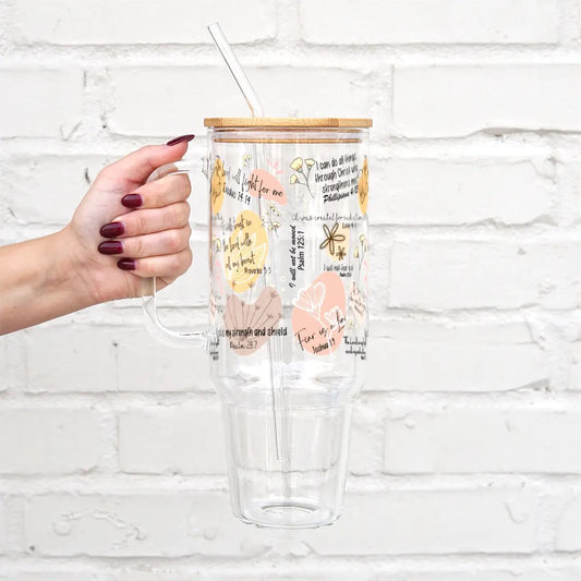 Christian Scripture 40oz Glass Tumbler