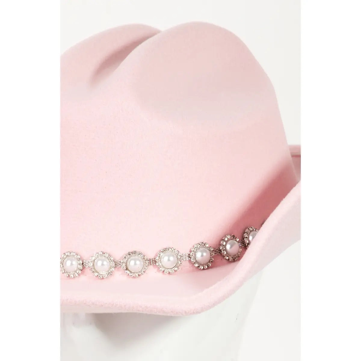 Pearl Studded Cowboy Hat - Pink