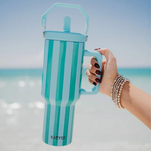 Aqua & Green Striped 38oz Tumbler