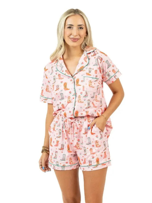 Boots & Roses Pajama Short Set