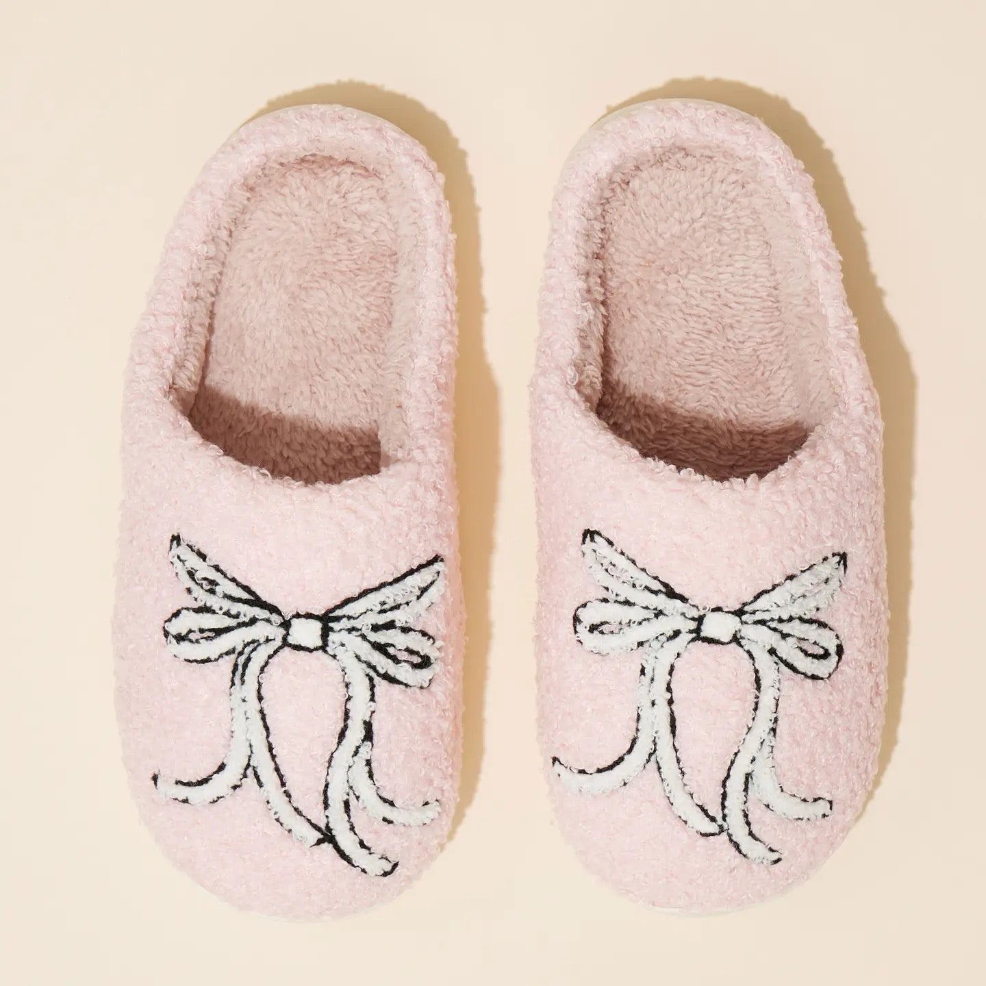 Bow Fuzzy Fleece Slippers