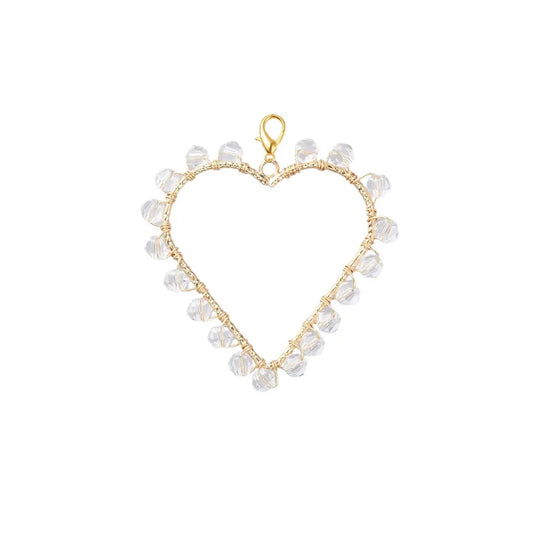 Glass Beaded Copper Wire Heart Charm