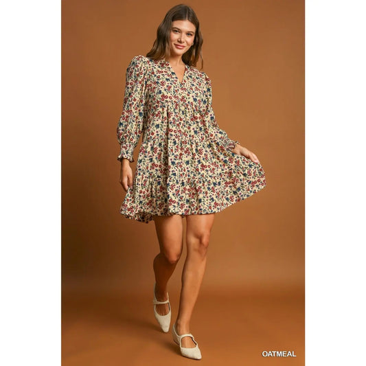 Floral V Neck Dress