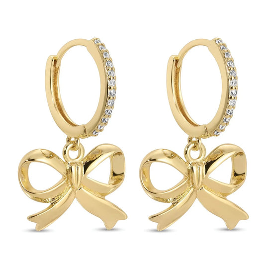 Splendid Iris Pave Bow Huggie Earrings