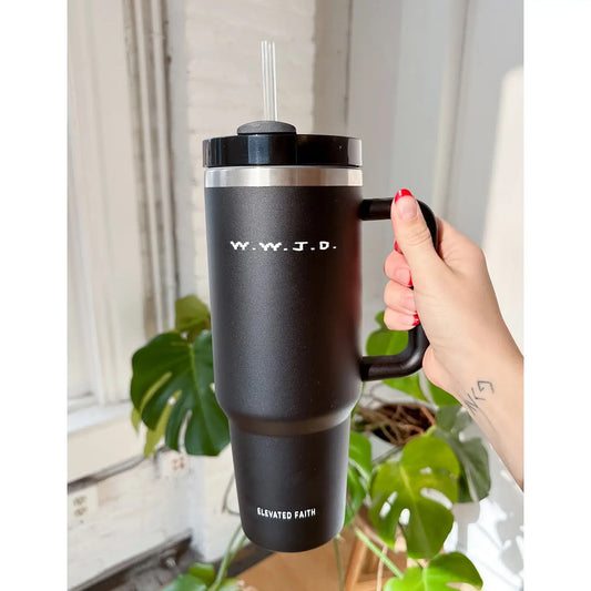 WWJD 40oz Black Tumbler