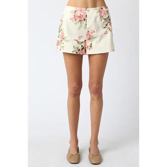 Floral High Waist Pull On Shorts