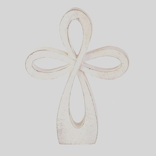 White Wash Table Top Cross 8"