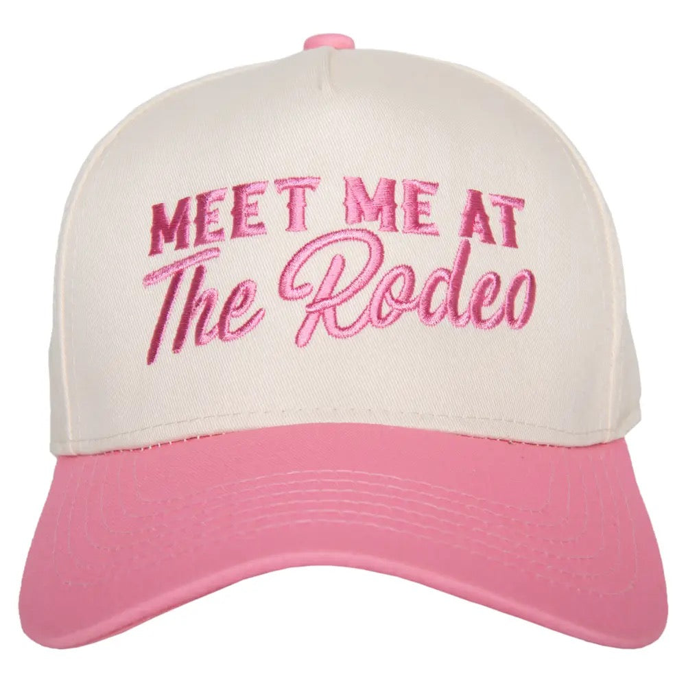 Meet Me At The Rodeo Pink Embroidered Hat