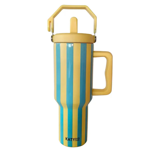 Yellow/Aqua Striped Tumbler 38oz