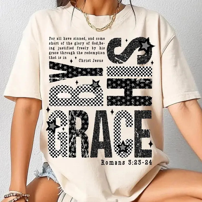 By His Grace Blk/Crm Tee