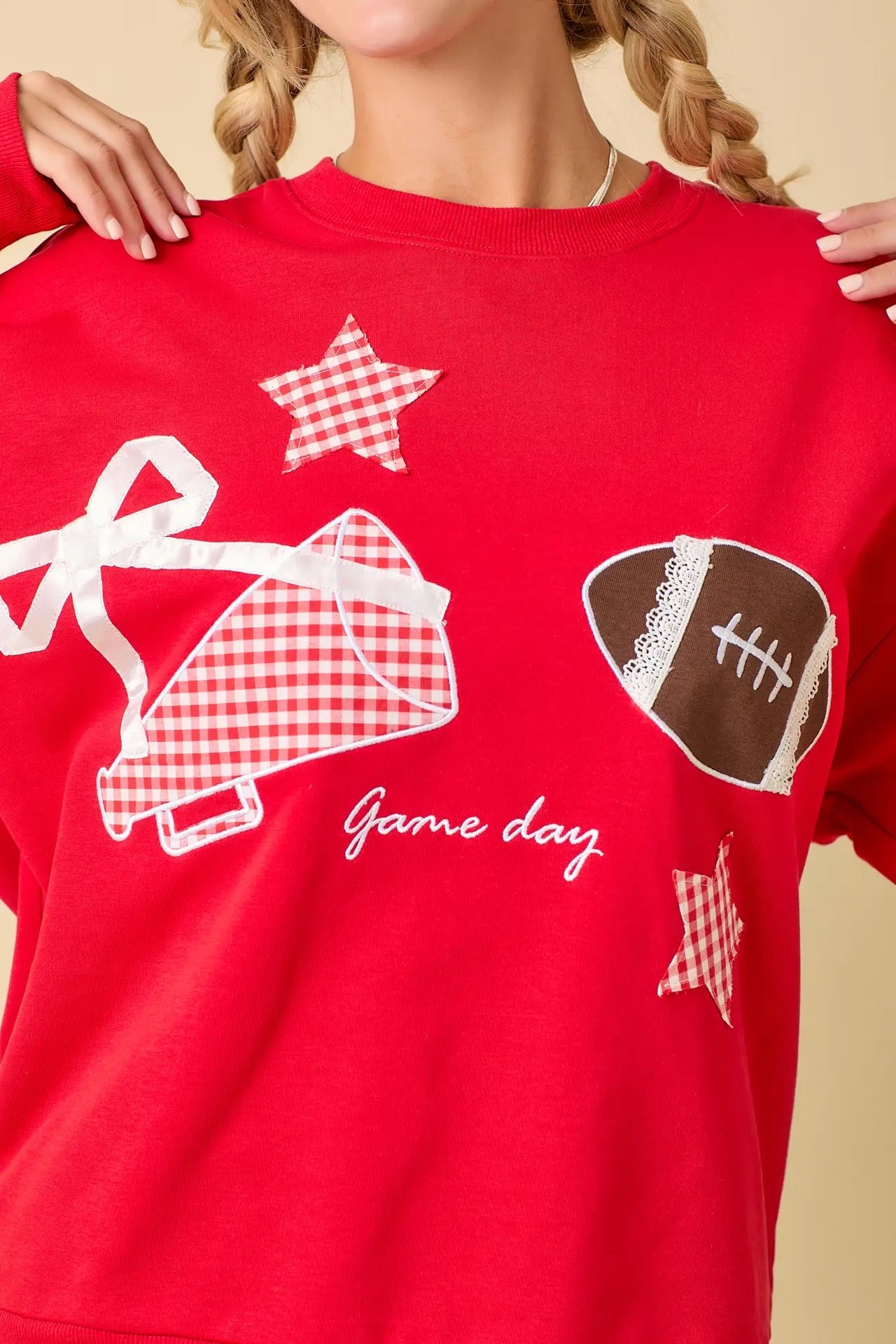 Red Football Patchwork Sweater