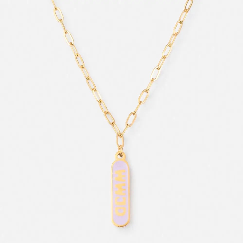 Purple Enamel WWJD Necklace