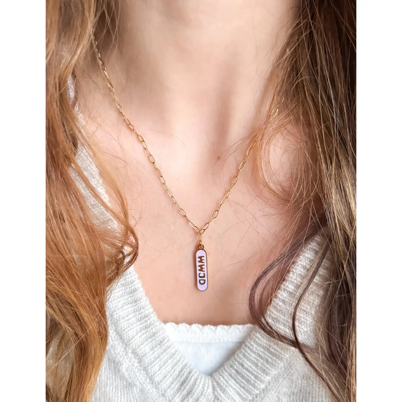 Purple Enamel WWJD Necklace